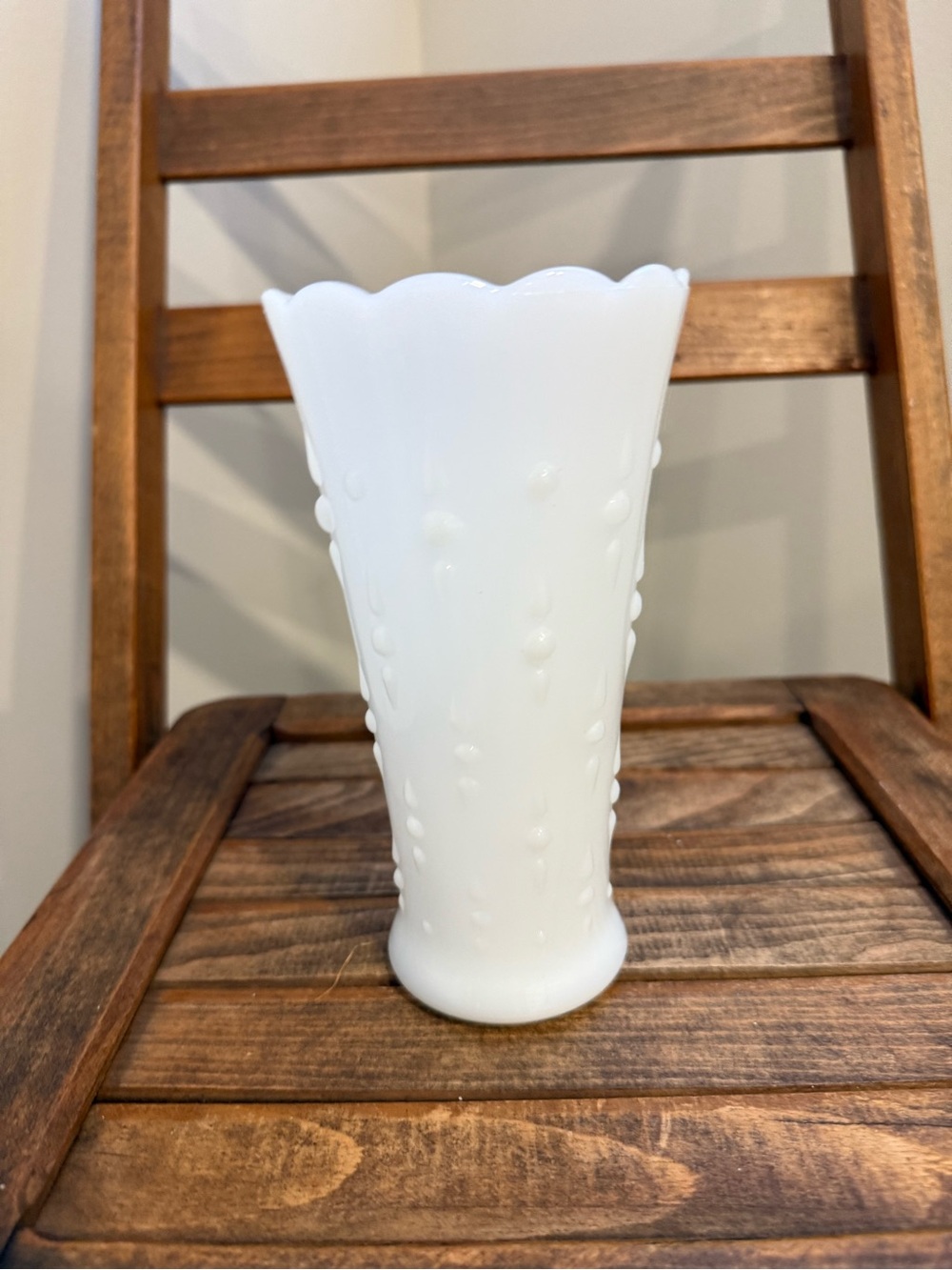 Vintage Milk Glass Teardrop & Pearl Vase